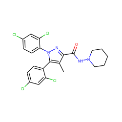 Cc1c(C(=O)NN2CCCCC2)nn(-c2ccc(Cl)cc2Cl)c1-c1ccc(Cl)cc1Cl ZINC000040939336