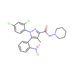 Cc1c(C(=O)NN2CCCCC2)nn(-c2ccc(Cl)cc2Cl)c1-c1ccccc1[N+](=O)[O-] ZINC000013679570