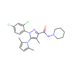 Cc1c(C(=O)NN2CCCCC2)nn(-c2ccc(Cl)cc2Cl)c1-n1c(C)ccc1C ZINC000014975681