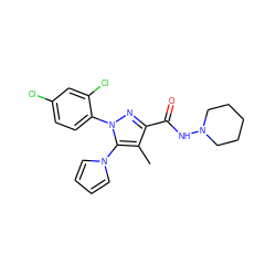 Cc1c(C(=O)NN2CCCCC2)nn(-c2ccc(Cl)cc2Cl)c1-n1cccc1 ZINC000014975672