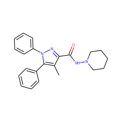 Cc1c(C(=O)NN2CCCCC2)nn(-c2ccccc2)c1-c1ccccc1 ZINC000095602609