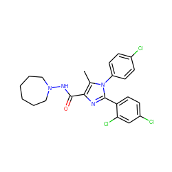 Cc1c(C(=O)NN2CCCCCC2)nc(-c2ccc(Cl)cc2Cl)n1-c1ccc(Cl)cc1 ZINC000013611871