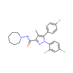 Cc1c(C(=O)NN2CCCCCC2)nn(-c2ccc(Cl)cc2Cl)c1-c1ccc(Cl)cc1 ZINC000036294674