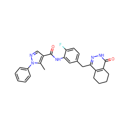 Cc1c(C(=O)Nc2cc(Cc3n[nH]c(=O)c4c3CCCC4)ccc2F)cnn1-c1ccccc1 ZINC000139132380