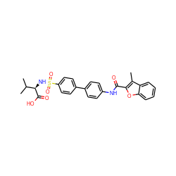 Cc1c(C(=O)Nc2ccc(-c3ccc(S(=O)(=O)N[C@@H](C(=O)O)C(C)C)cc3)cc2)oc2ccccc12 ZINC000028527348