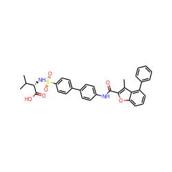 Cc1c(C(=O)Nc2ccc(-c3ccc(S(=O)(=O)N[C@H](C(=O)O)C(C)C)cc3)cc2)oc2cccc(-c3ccccc3)c12 ZINC000042988469