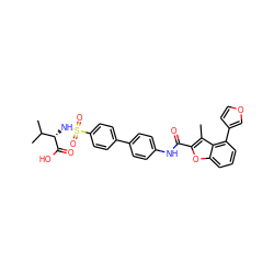 Cc1c(C(=O)Nc2ccc(-c3ccc(S(=O)(=O)N[C@H](C(=O)O)C(C)C)cc3)cc2)oc2cccc(-c3ccoc3)c12 ZINC000042989039