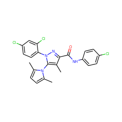 Cc1c(C(=O)Nc2ccc(Cl)cc2)nn(-c2ccc(Cl)cc2Cl)c1-n1c(C)ccc1C ZINC000045301121