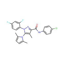 Cc1c(C(=O)Nc2ccc(Cl)cc2)nn(-c2ccc(F)cc2F)c1-n1c(C)ccc1C ZINC000045286081