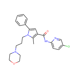 Cc1c(C(=O)Nc2ccc(Cl)cn2)cc(-c2ccccc2)n1CCCN1CCOCC1 ZINC000220780216