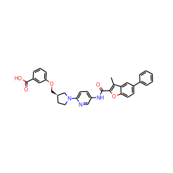 Cc1c(C(=O)Nc2ccc(N3CC[C@@H](COc4cccc(C(=O)O)c4)C3)nc2)oc2ccc(-c3ccccc3)cc12 ZINC000095587204