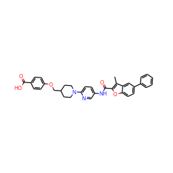 Cc1c(C(=O)Nc2ccc(N3CCC(COc4ccc(C(=O)O)cc4)CC3)nc2)oc2ccc(-c3ccccc3)cc12 ZINC000095589522