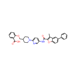 Cc1c(C(=O)Nc2ccc(N3CCC(COc4ccccc4C(=O)O)CC3)nc2)oc2ccc(-c3ccccc3)cc12 ZINC000095591948