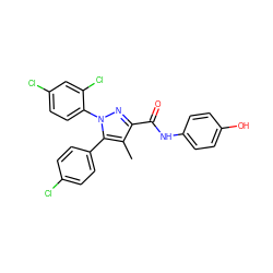 Cc1c(C(=O)Nc2ccc(O)cc2)nn(-c2ccc(Cl)cc2Cl)c1-c1ccc(Cl)cc1 ZINC000084632251