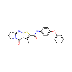 Cc1c(C(=O)Nc2ccc(Oc3ccccc3)cc2)sc2nc3n(c(=O)c12)CCC3 ZINC000003435799