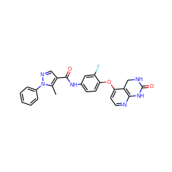 Cc1c(C(=O)Nc2ccc(Oc3ccnc4c3CNC(=O)N4)c(F)c2)cnn1-c1ccccc1 ZINC000205493101