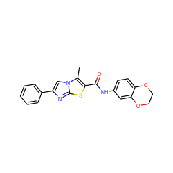 Cc1c(C(=O)Nc2ccc3c(c2)OCCO3)sc2nc(-c3ccccc3)cn12 ZINC000004004675