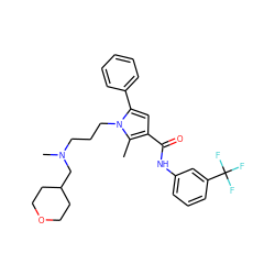 Cc1c(C(=O)Nc2cccc(C(F)(F)F)c2)cc(-c2ccccc2)n1CCCN(C)CC1CCOCC1 ZINC000221034997