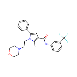 Cc1c(C(=O)Nc2cccc(C(F)(F)F)c2)cc(-c2ccccc2)n1CCN1CCOCC1 ZINC000205357624