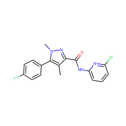 Cc1c(C(=O)Nc2cccc(Cl)n2)nn(C)c1-c1ccc(F)cc1 ZINC000095602924