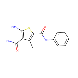 Cc1c(C(=O)Nc2ccccc2)sc(N)c1C([NH])=O ZINC000000164204