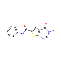 Cc1c(C(=O)Nc2ccccc2)sc2ncn(C)c(=O)c12 ZINC000000132449