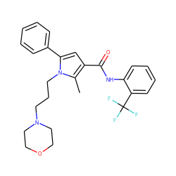 Cc1c(C(=O)Nc2ccccc2C(F)(F)F)cc(-c2ccccc2)n1CCCN1CCOCC1 ZINC000221032936