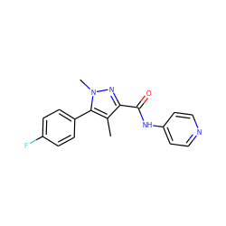 Cc1c(C(=O)Nc2ccncc2)nn(C)c1-c1ccc(F)cc1 ZINC000095603187