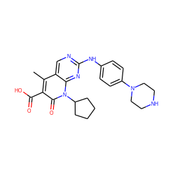 Cc1c(C(=O)O)c(=O)n(C2CCCC2)c2nc(Nc3ccc(N4CCNCC4)cc3)ncc12 ZINC000013641563