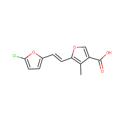 Cc1c(C(=O)O)coc1/C=C/c1ccc(Cl)o1 ZINC001772638255