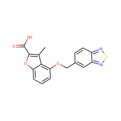 Cc1c(C(=O)O)oc2cccc(OCc3ccc4nsnc4c3)c12 ZINC000098082979