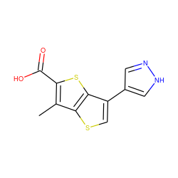 Cc1c(C(=O)O)sc2c(-c3cn[nH]c3)csc12 ZINC000084723099