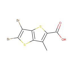 Cc1c(C(=O)O)sc2c(Br)c(Br)sc12 ZINC000084704757