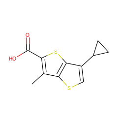 Cc1c(C(=O)O)sc2c(C3CC3)csc12 ZINC000084706539