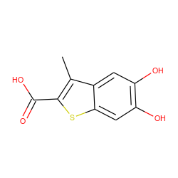 Cc1c(C(=O)O)sc2cc(O)c(O)cc12 ZINC000084732954