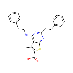 Cc1c(C(=O)O)sc2nc(CCc3ccccc3)nc(NCCc3ccccc3)c12 ZINC001772652243