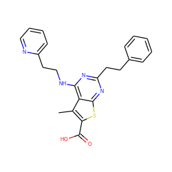 Cc1c(C(=O)O)sc2nc(CCc3ccccc3)nc(NCCc3ccccn3)c12 ZINC001772572131