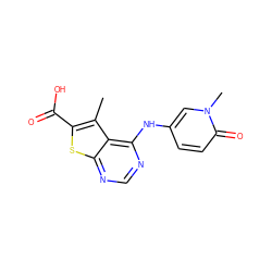 Cc1c(C(=O)O)sc2ncnc(Nc3ccc(=O)n(C)c3)c12 ZINC000299866101