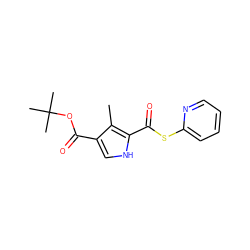 Cc1c(C(=O)OC(C)(C)C)c[nH]c1C(=O)Sc1ccccn1 ZINC000013533490