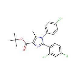 Cc1c(C(=O)OC(C)(C)C)nc(-c2ccc(Cl)cc2Cl)n1-c1ccc(Cl)cc1 ZINC000013611897