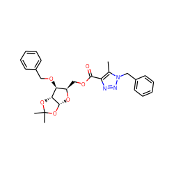 Cc1c(C(=O)OC[C@H]2O[C@@H]3OC(C)(C)O[C@@H]3[C@H]2OCc2ccccc2)nnn1Cc1ccccc1 ZINC000040898027