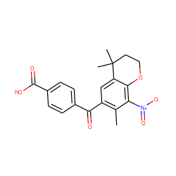 Cc1c(C(=O)c2ccc(C(=O)O)cc2)cc2c(c1[N+](=O)[O-])OCCC2(C)C ZINC000653663425