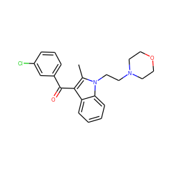 Cc1c(C(=O)c2cccc(Cl)c2)c2ccccc2n1CCN1CCOCC1 ZINC000013742546