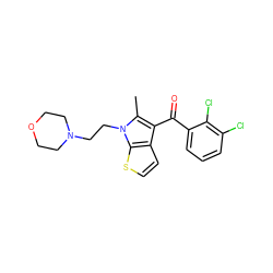 Cc1c(C(=O)c2cccc(Cl)c2Cl)c2ccsc2n1CCN1CCOCC1 ZINC000072316219