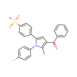 Cc1c(C(=O)c2ccccc2)cc(-c2ccc(S(C)(=O)=O)cc2)n1-c1ccc(F)cc1 ZINC000013762070