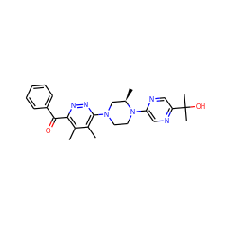 Cc1c(C(=O)c2ccccc2)nnc(N2CCN(c3cnc(C(C)(C)O)cn3)[C@H](C)C2)c1C ZINC000201150170