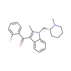 Cc1c(C(=O)c2ccccc2I)c2ccccc2n1C[C@H]1CCCCN1C ZINC000013674193