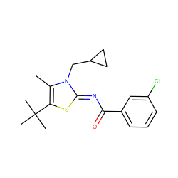 Cc1c(C(C)(C)C)s/c(=N\C(=O)c2cccc(Cl)c2)n1CC1CC1 ZINC000028954322