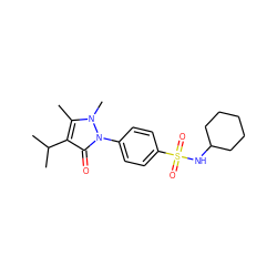 Cc1c(C(C)C)c(=O)n(-c2ccc(S(=O)(=O)NC3CCCCC3)cc2)n1C ZINC000001423911