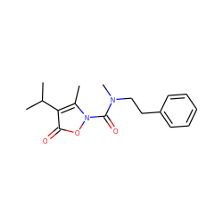 Cc1c(C(C)C)c(=O)on1C(=O)N(C)CCc1ccccc1 ZINC000026845908